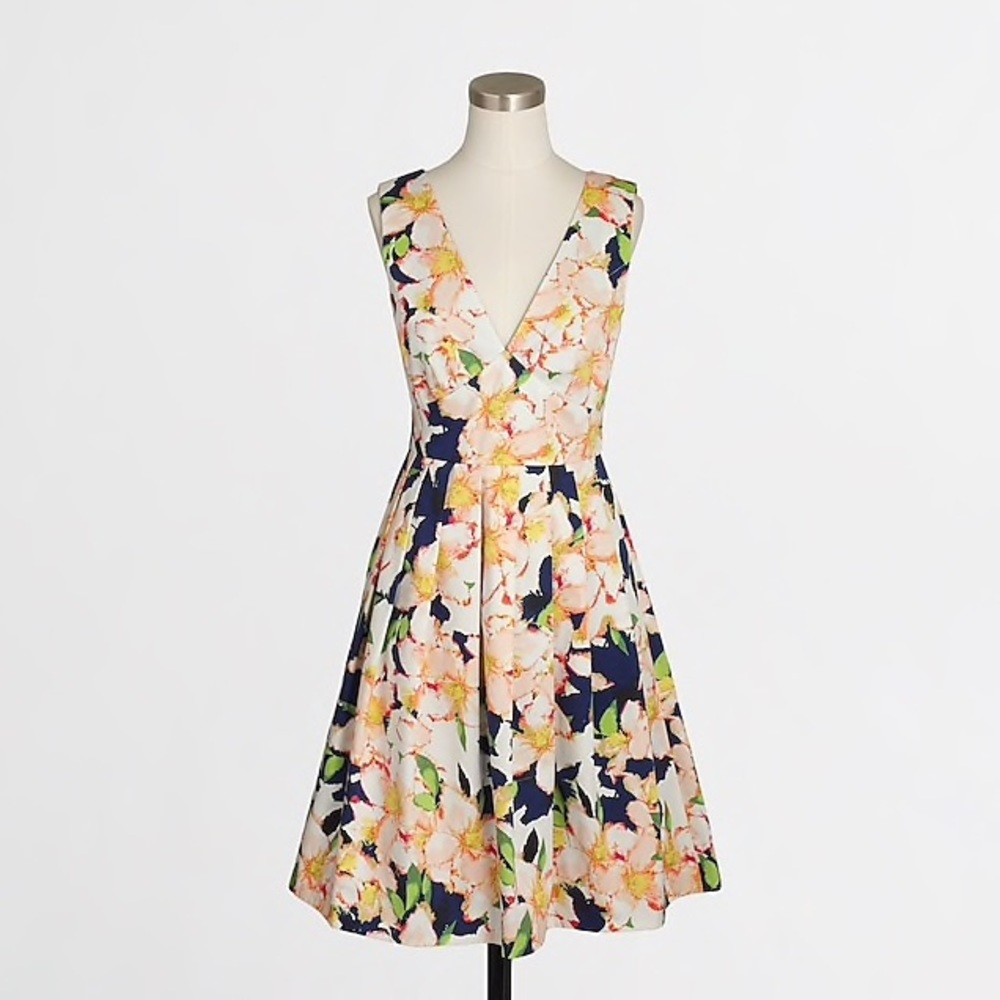J. Crew Sateen V-neck dress in floral